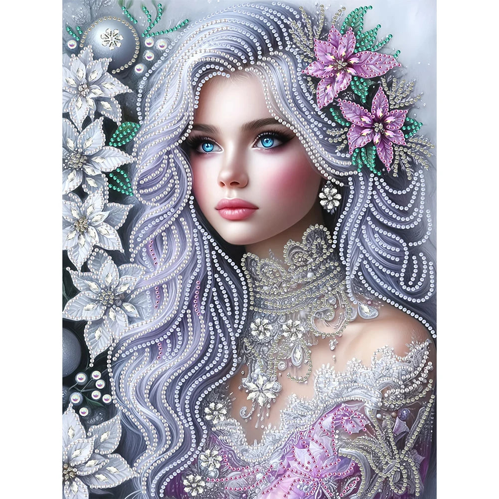 30*40cm Elegant Luxury Woman 5D DIY Partial Special Shaped Drill Diamond Painting Kit Rhinestone Diamond Painting Home Decor