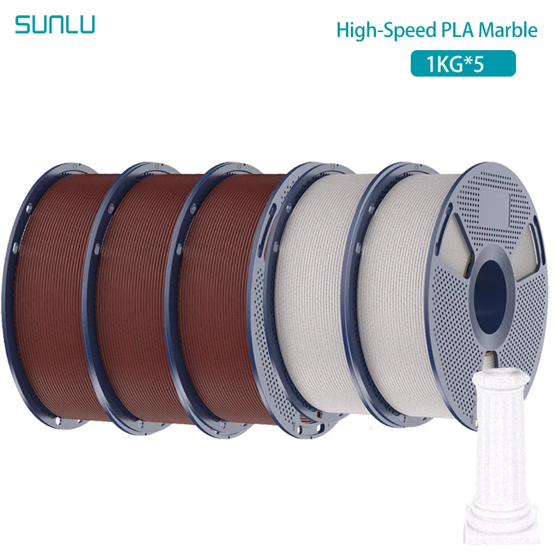 SUNLU 5KG High Speed PLA Marble Filament 1.75mm +/- 0.02 mm 1kg Spool (2.2lbs) High Speed Printing Filament Fit Most FDM Printer