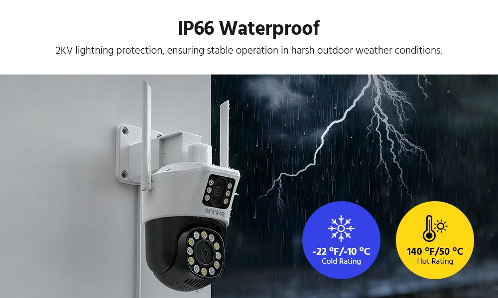 ANNKE 6MP Wifi IP Camera Dual Lens 2.4G camera security wifi Auto Tracking Human Detection Color Night Vision ONVIF PT Camera