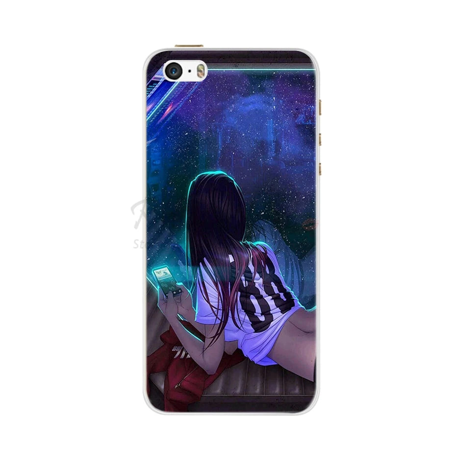 Phone Case For iPhone 4 4S 5 SE 5S 5SE Fundas Coque Silicone Case Soft Back Cover For iPhone 4 5 S Case Cute Flower Ultra Thin