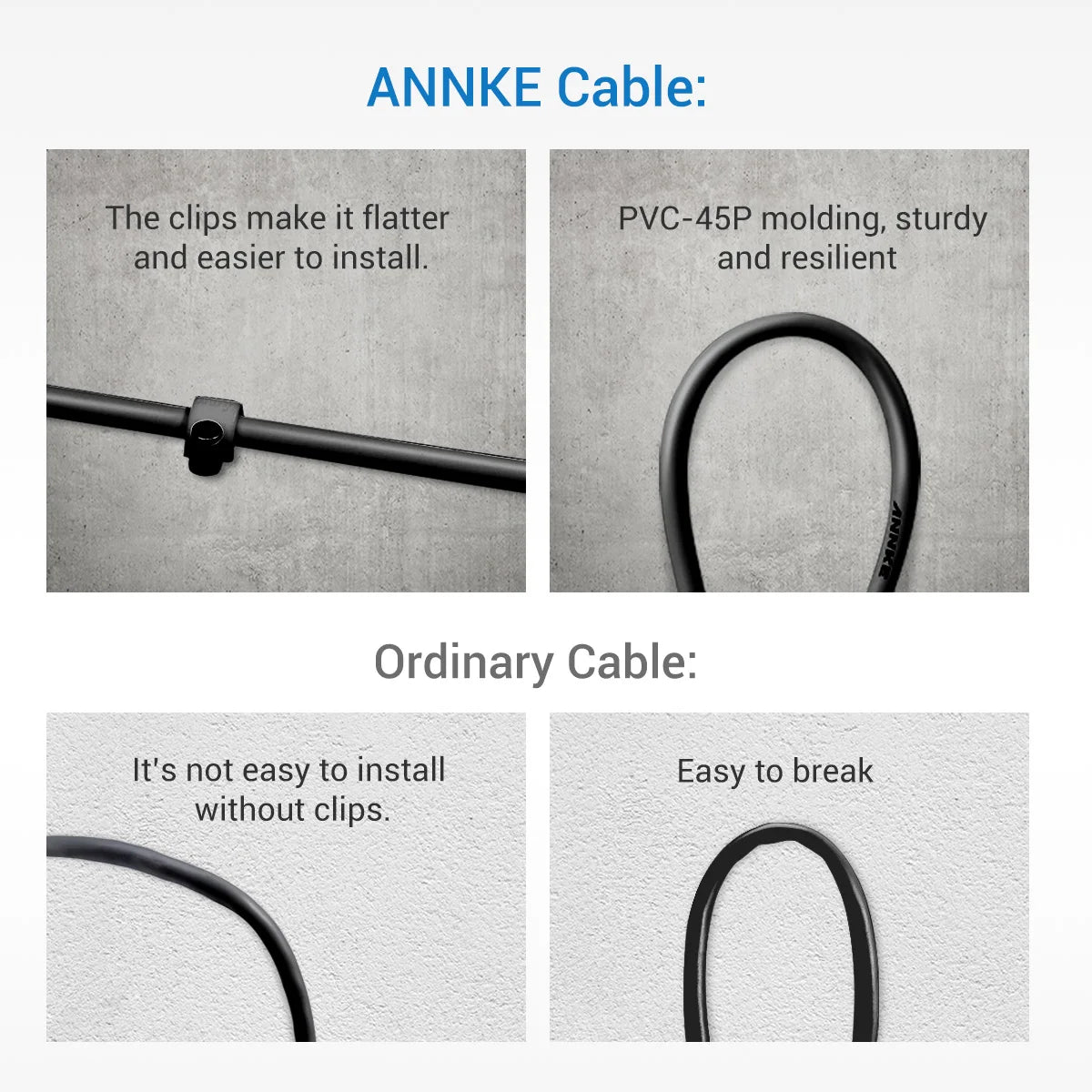 ANNKE 4 pcs Packed White/Black color 30M /100 Feet BNC DC Plug Video Power Cable CCTV Camera DVR Security Surveillance System