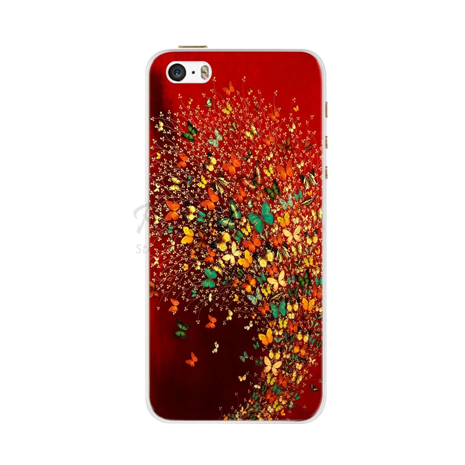 Phone Case For iPhone 4 4S 5 SE 5S 5SE Fundas Coque Silicone Case Soft Back Cover For iPhone 4 5 S Case Cute Flower Ultra Thin