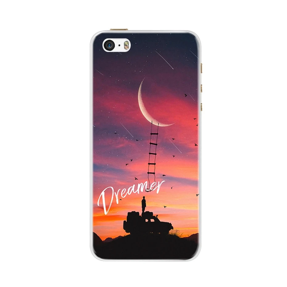 Phone Case For iPhone 4 4S 5 SE 5S 5SE Fundas Coque Silicone Case Soft Back Cover For iPhone 4 5 S Case Cute Flower Ultra Thin