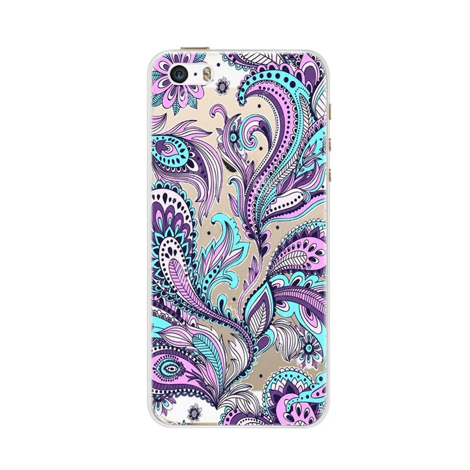 Phone Case For iPhone 4 4S 5 SE 5S 5SE Fundas Coque Silicone Case Soft Back Cover For iPhone 4 5 S Case Cute Flower Ultra Thin