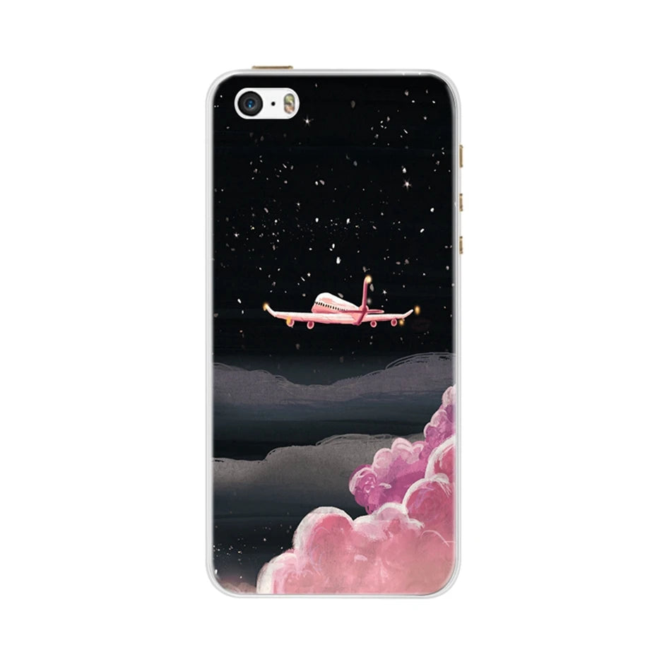 Phone Case For iPhone 4 4S 5 SE 5S 5SE Fundas Coque Silicone Case Soft Back Cover For iPhone 4 5 S Case Cute Flower Ultra Thin