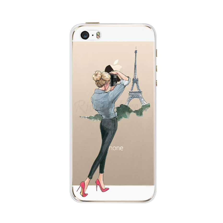 Phone Case For iPhone 4 4S 5 SE 5S 5SE Fundas Coque Silicone Case Soft Back Cover For iPhone 4 5 S Case Cute Flower Ultra Thin
