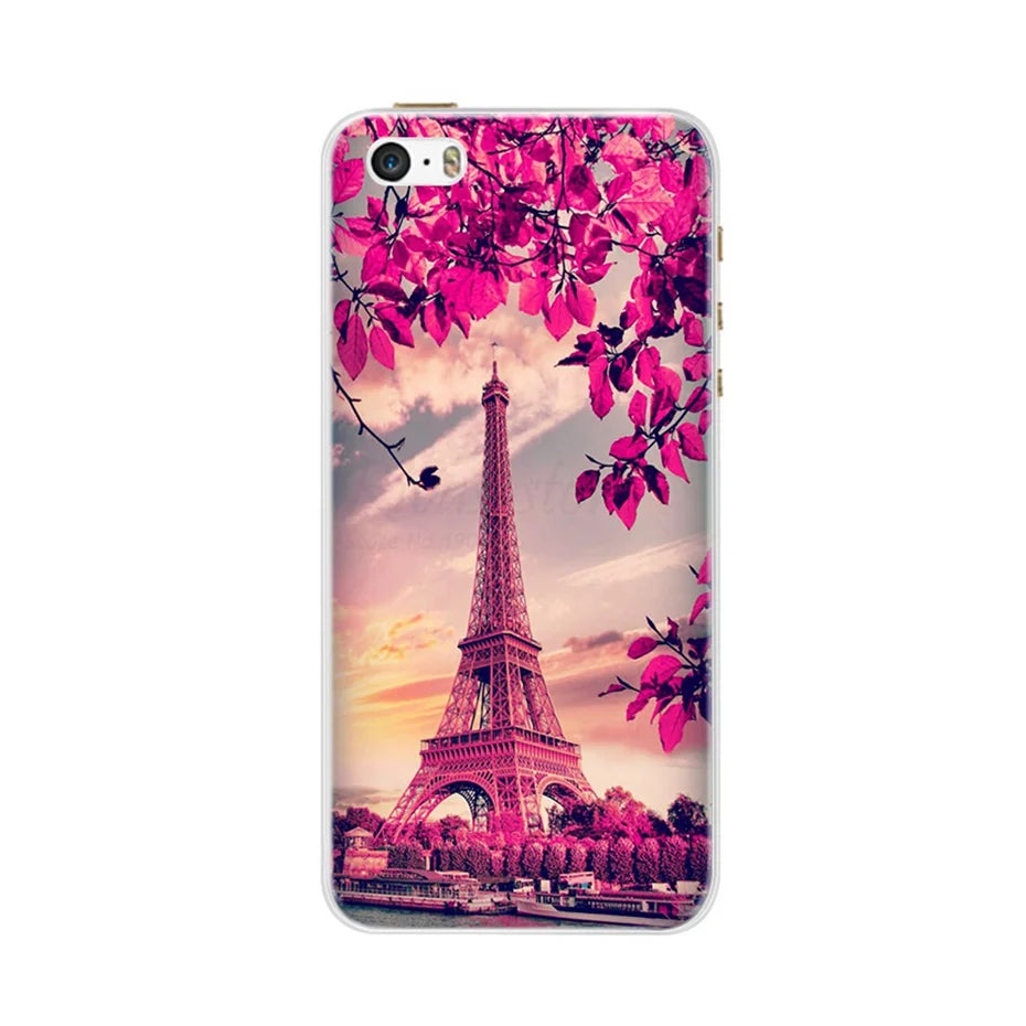 Phone Case For iPhone 4 4S 5 SE 5S 5SE Fundas Coque Silicone Case Soft Back Cover For iPhone 4 5 S Case Cute Flower Ultra Thin