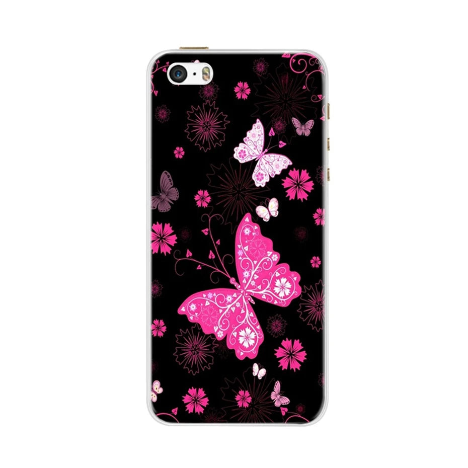 Phone Case For iPhone 4 4S 5 SE 5S 5SE Fundas Coque Silicone Case Soft Back Cover For iPhone 4 5 S Case Cute Flower Ultra Thin