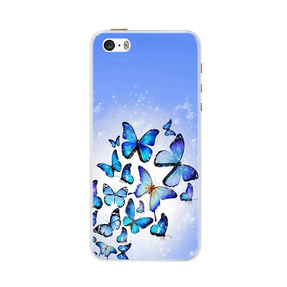 Phone Case For iPhone 4 4S 5 SE 5S 5SE Fundas Coque Silicone Case Soft Back Cover For iPhone 4 5 S Case Cute Flower Ultra Thin