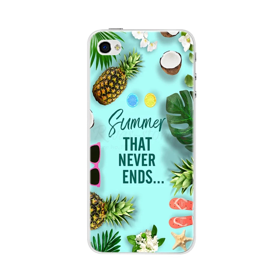 Phone Case For iPhone 4 4S 5 SE 5S 5SE Fundas Coque Silicone Case Soft Back Cover For iPhone 4 5 S Case Cute Flower Ultra Thin