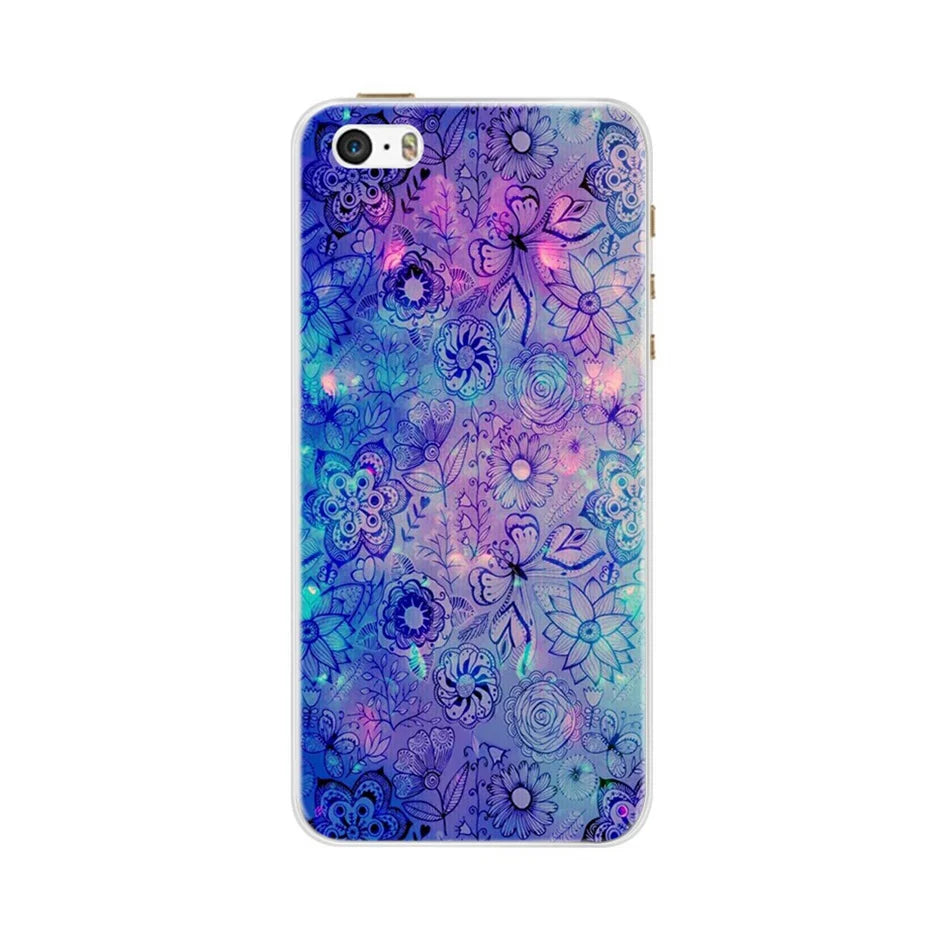 Phone Case For iPhone 4 4S 5 SE 5S 5SE Fundas Coque Silicone Case Soft Back Cover For iPhone 4 5 S Case Cute Flower Ultra Thin