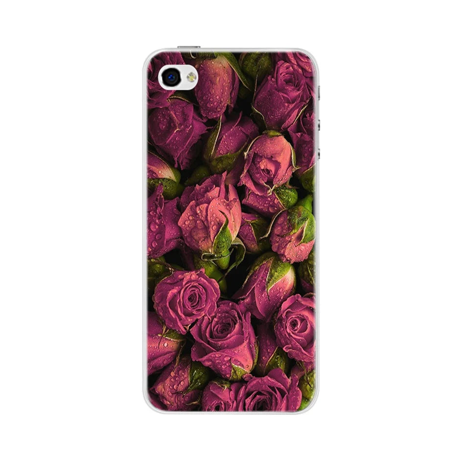 Phone Case For iPhone 4 4S 5 SE 5S 5SE Fundas Coque Silicone Case Soft Back Cover For iPhone 4 5 S Case Cute Flower Ultra Thin