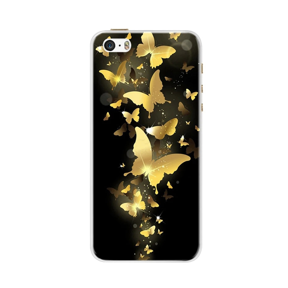 Phone Case For iPhone 4 4S 5 SE 5S 5SE Fundas Coque Silicone Case Soft Back Cover For iPhone 4 5 S Case Cute Flower Ultra Thin