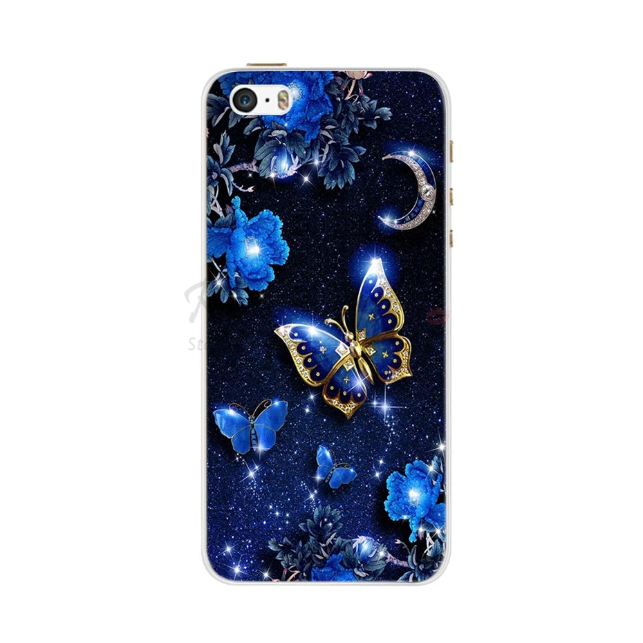 Phone Case For iPhone 4 4S 5 SE 5S 5SE Fundas Coque Silicone Case Soft Back Cover For iPhone 4 5 S Case Cute Flower Ultra Thin
