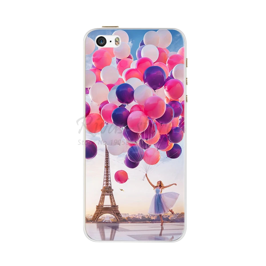 Phone Case For iPhone 4 4S 5 SE 5S 5SE Fundas Coque Silicone Case Soft Back Cover For iPhone 4 5 S Case Cute Flower Ultra Thin