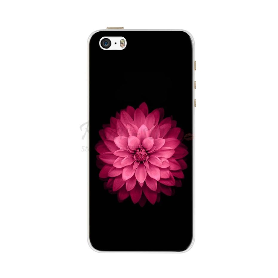 Phone Case For iPhone 4 4S 5 SE 5S 5SE Fundas Coque Silicone Case Soft Back Cover For iPhone 4 5 S Case Cute Flower Ultra Thin