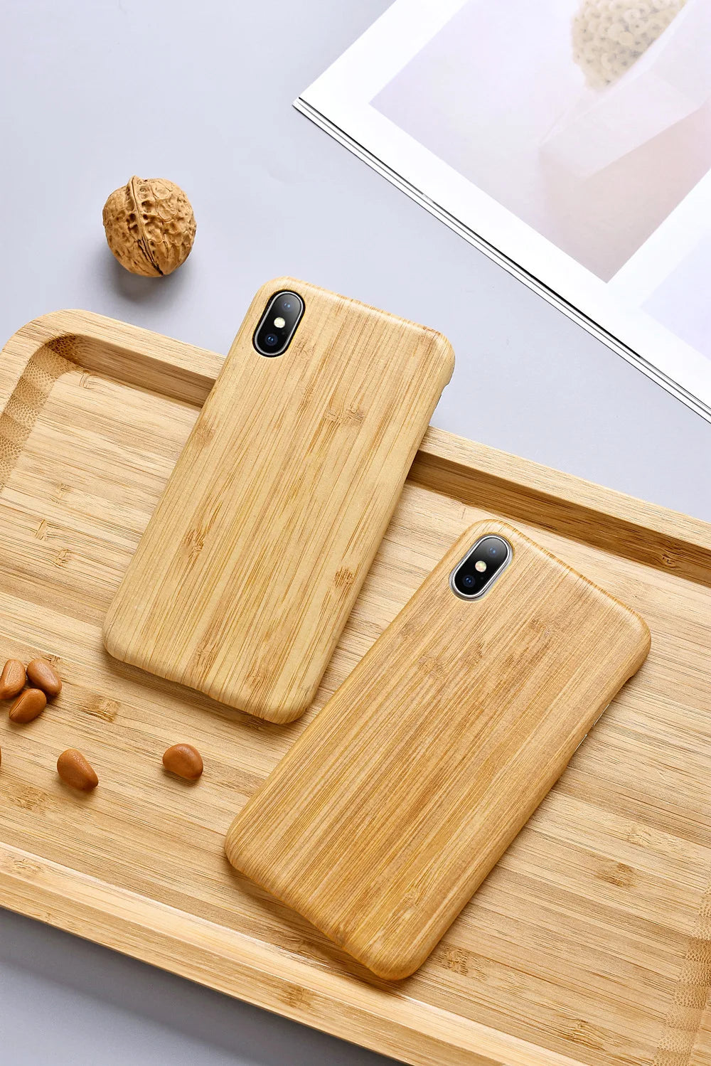 Real Wood Case for iPhone 17 Air 16 15 14 13 12 Mini 11 Pro Max XS XR Natural Bamboo Phone Cover With Ring buckle Shell Funda