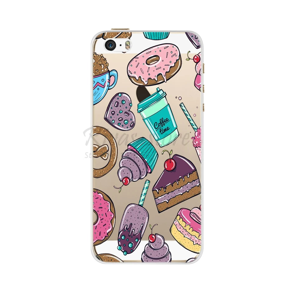 Phone Case For iPhone 4 4S 5 SE 5S 5SE Fundas Coque Silicone Case Soft Back Cover For iPhone 4 5 S Case Cute Flower Ultra Thin