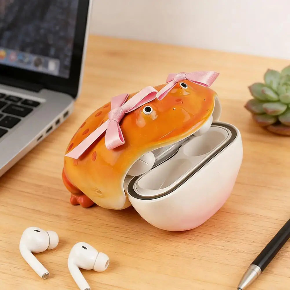 Bow Frog Earbud Case for AirPods 1/2/3/4/Pro 1/2/3 Bluetooth-compatible Earphone Charging Case Cover Headphone Protective Shell