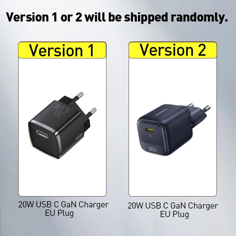Baseus 20W USB C chargeur Portable Type C chargeur Support PD charge rapide pour iPhone 15 14 13 12 11 Pro Max 8 Plus chargeur rapide