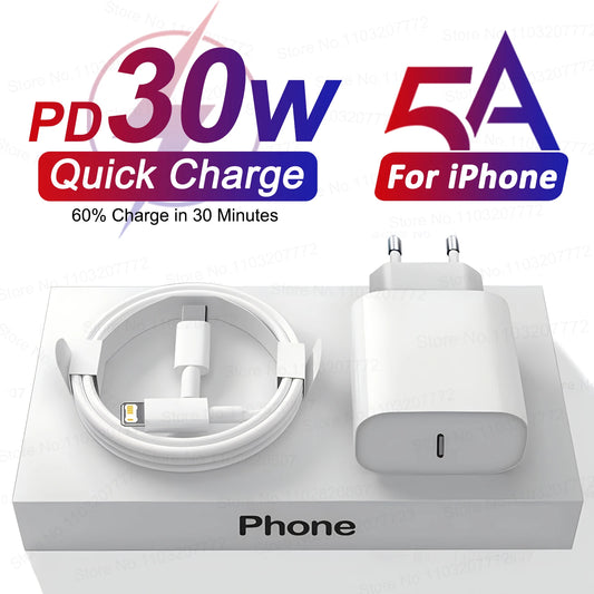 Original Pd 30w USB C charge rapide pour iPhone 13 12 11 14 pro Max 7 8 plus Mini XS xr x charge rapide câble USB type C pour chargeur iPhone