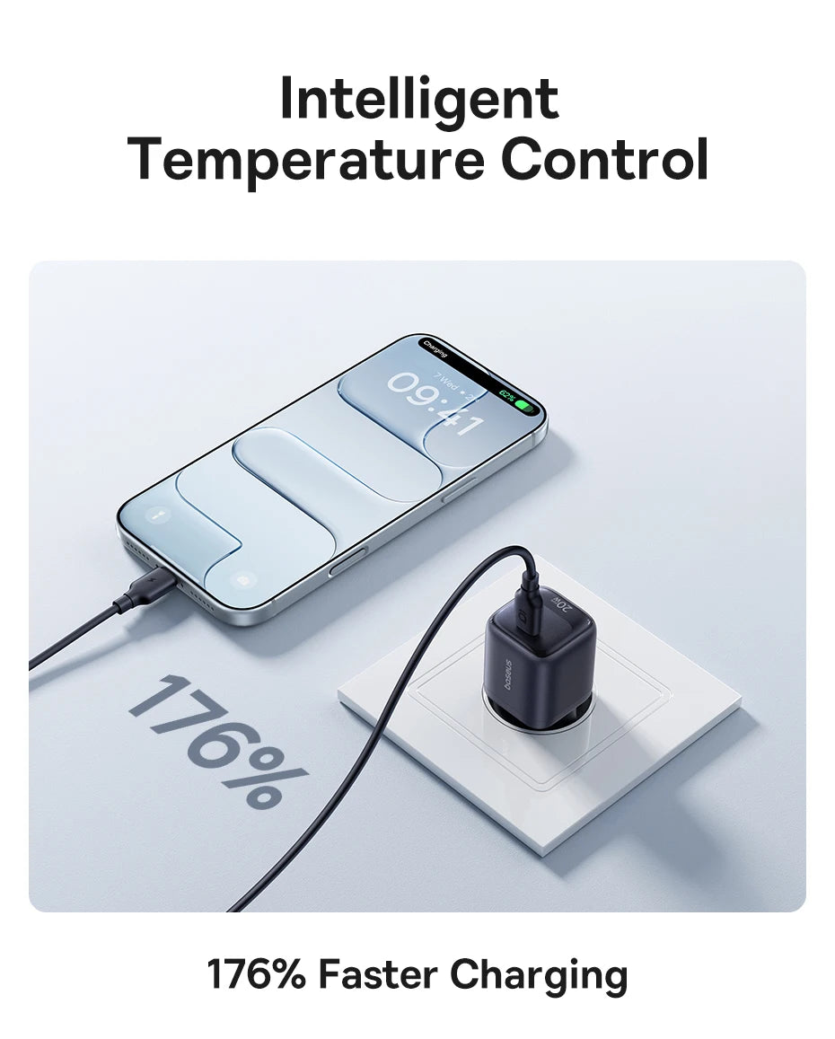 Baseus 20W USB C chargeur Portable Type C chargeur Support PD charge rapide pour iPhone 15 14 13 12 11 Pro Max 8 Plus chargeur rapide