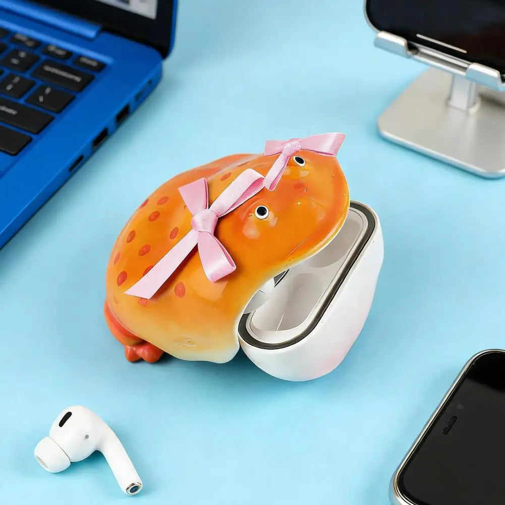 Bow Frog Earbud Case for AirPods 1/2/3/4/Pro 1/2/3 Bluetooth-compatible Earphone Charging Case Cover Headphone Protective Shell