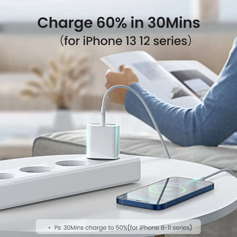 Chargeur rapide PD 30W pour iPhone 14 13 12, câble de charge rapide USB C vers Lightning pour iPhone 17 16 15 Pro Max, adaptateur d'alimentation de Type C