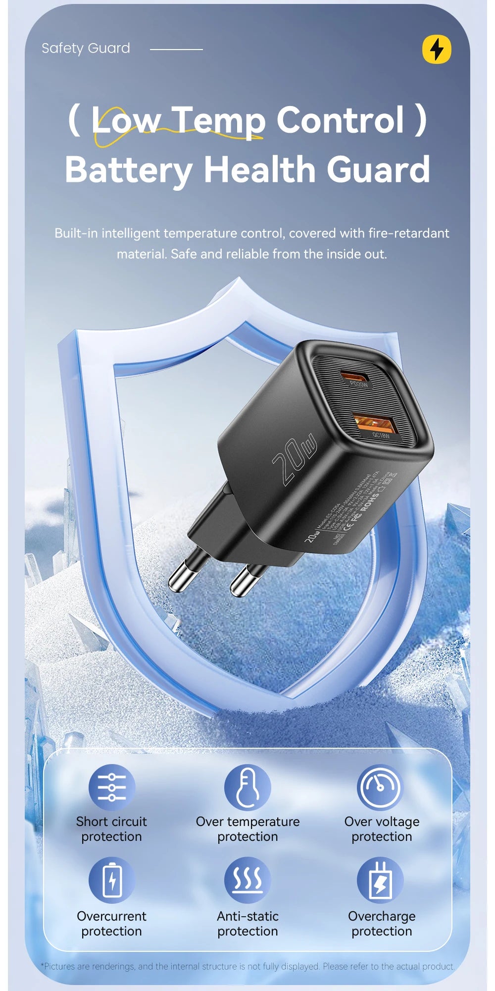 Essager 20W USB C chargeur Portable Type C chargeur Support PD charge rapide pour iPhone 16 15 14 13 12 11 Pro Max 8 chargeur rapide