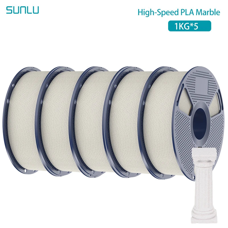 SUNLU 5KG High Speed PLA Marble Filament 1.75mm +/- 0.02 mm 1kg Spool (2.2lbs) High Speed Printing Filament Fit Most FDM Printer