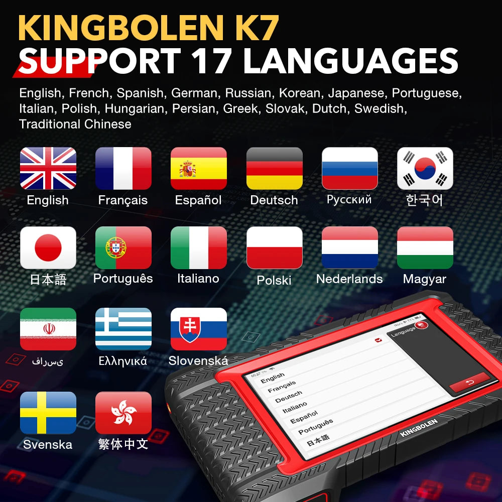 2026 New KINGBOLEN K7 CAN FD ALL System car Diagnostic Tools ECU Coding Bi-directional 28 Reset Lifetime Free PK X431 CRP919E BT