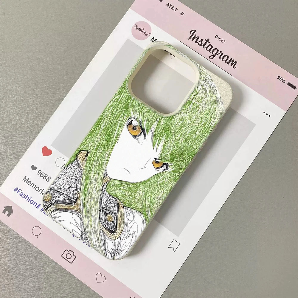 luxury comic Sketch Of Anime Character Soft Case protection for iPhone 17 16 15 13 12 11 14 17 Pro Max Coque