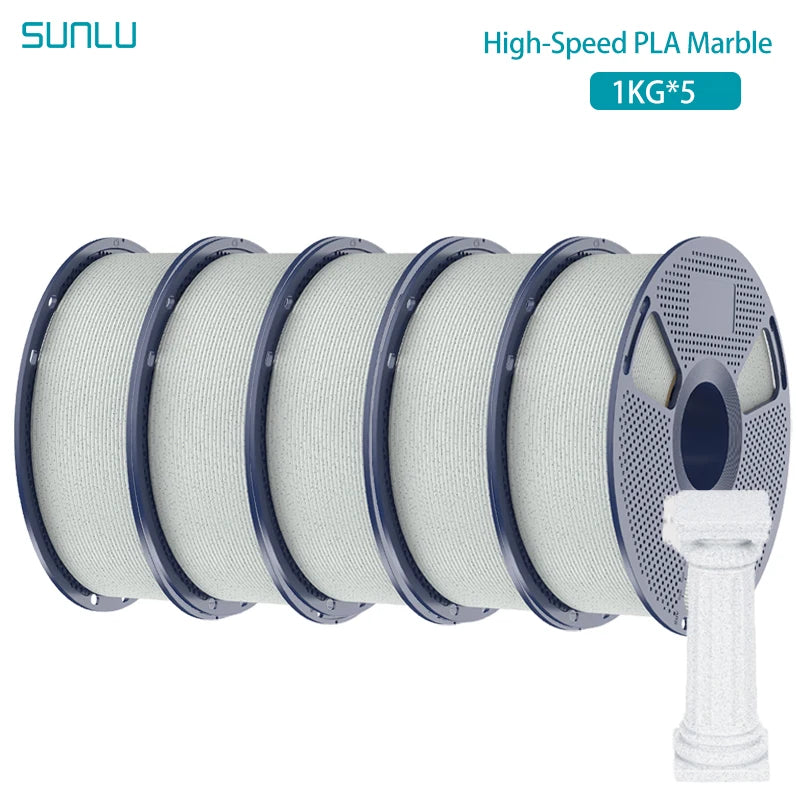 SUNLU 5KG High Speed PLA Marble Filament 1.75mm +/- 0.02 mm 1kg Spool (2.2lbs) High Speed Printing Filament Fit Most FDM Printer