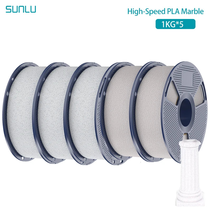 SUNLU 5KG High Speed PLA Marble Filament 1.75mm +/- 0.02 mm 1kg Spool (2.2lbs) High Speed Printing Filament Fit Most FDM Printer