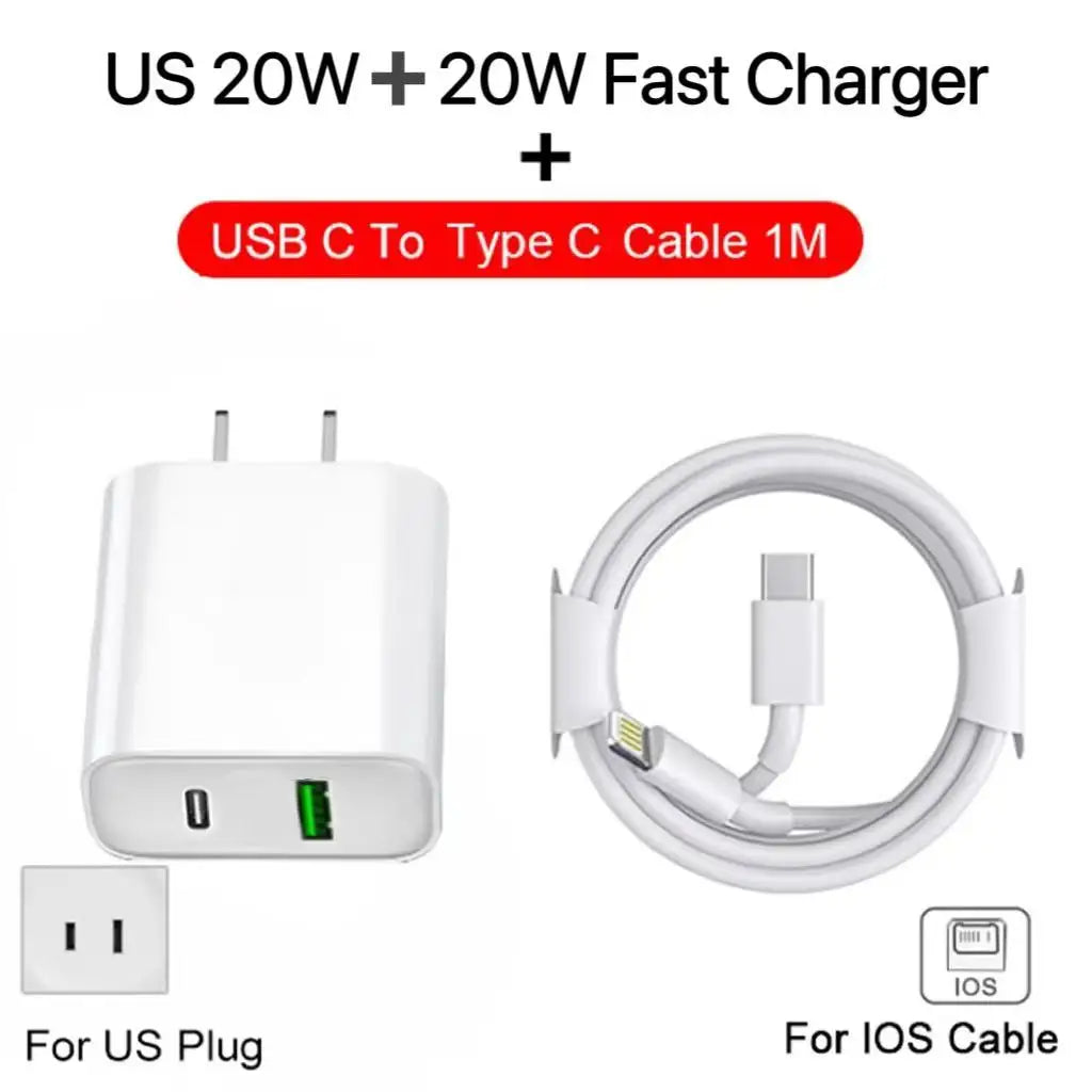 Chargeur rapide PD 35w pour iPhone 13 Pro 14 Plus 11 12 mini XS Max XR X iPad Air câble de charge rapide USB-C adaptateur d'alimentation
