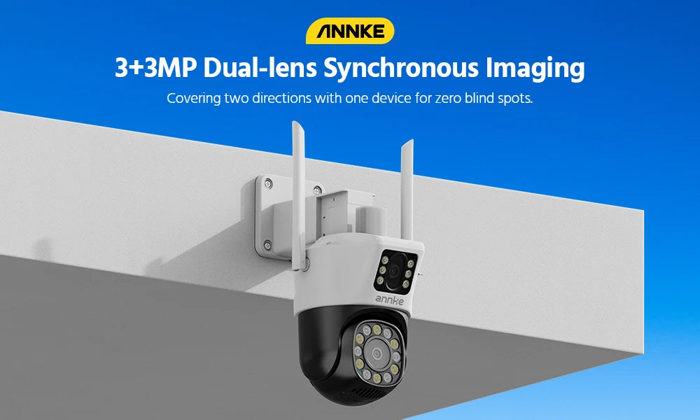 ANNKE 6MP Wifi IP Camera Dual Lens 2.4G camera security wifi Auto Tracking Human Detection Color Night Vision ONVIF PT Camera