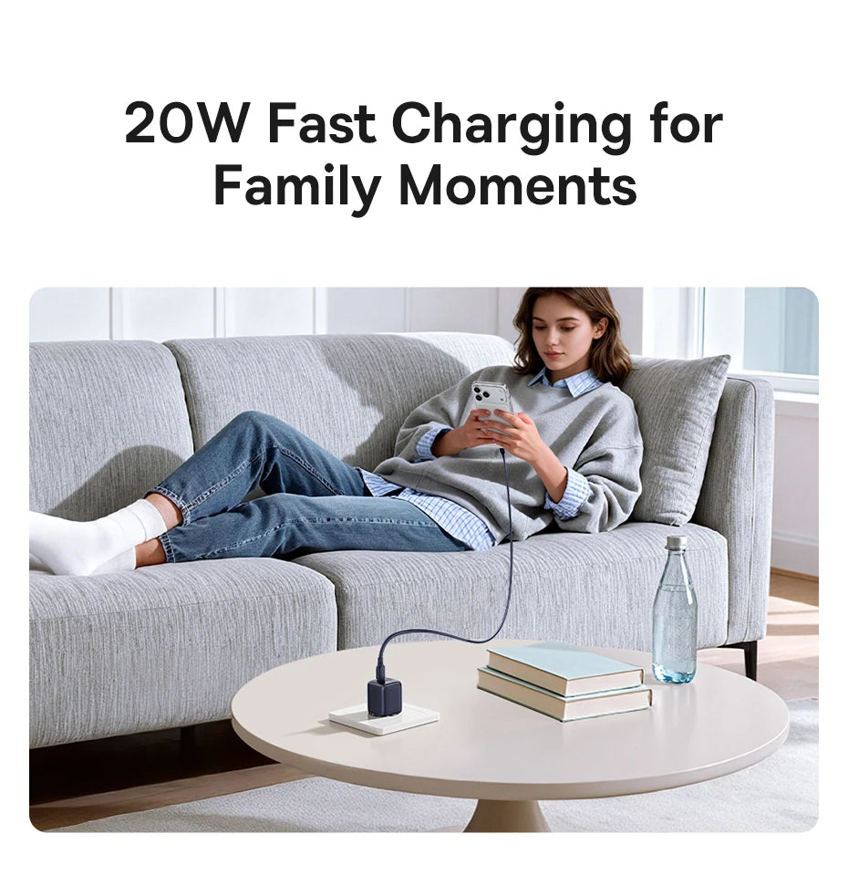 Baseus 20W USB C chargeur Portable Type C chargeur Support PD charge rapide pour iPhone 15 14 13 12 11 Pro Max 8 Plus chargeur rapide