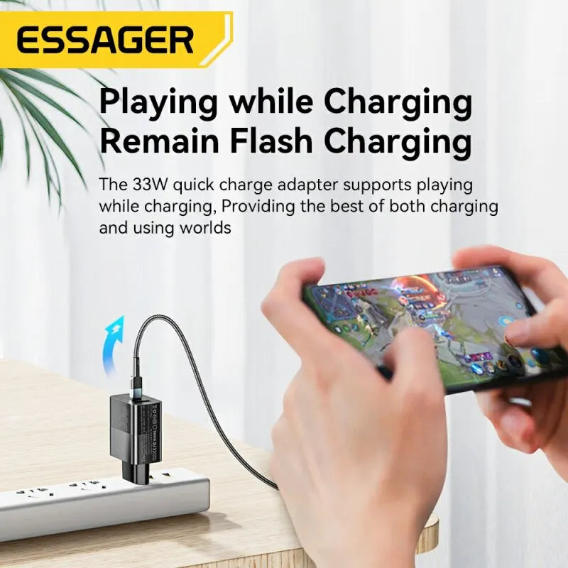 Essager-Chargeur USB Type-C, Charge Rapide PD, GaN, 33W, iPhone 14 13 12 11 Pro Max XS 8 P, iPad Pro Air iPad Mini