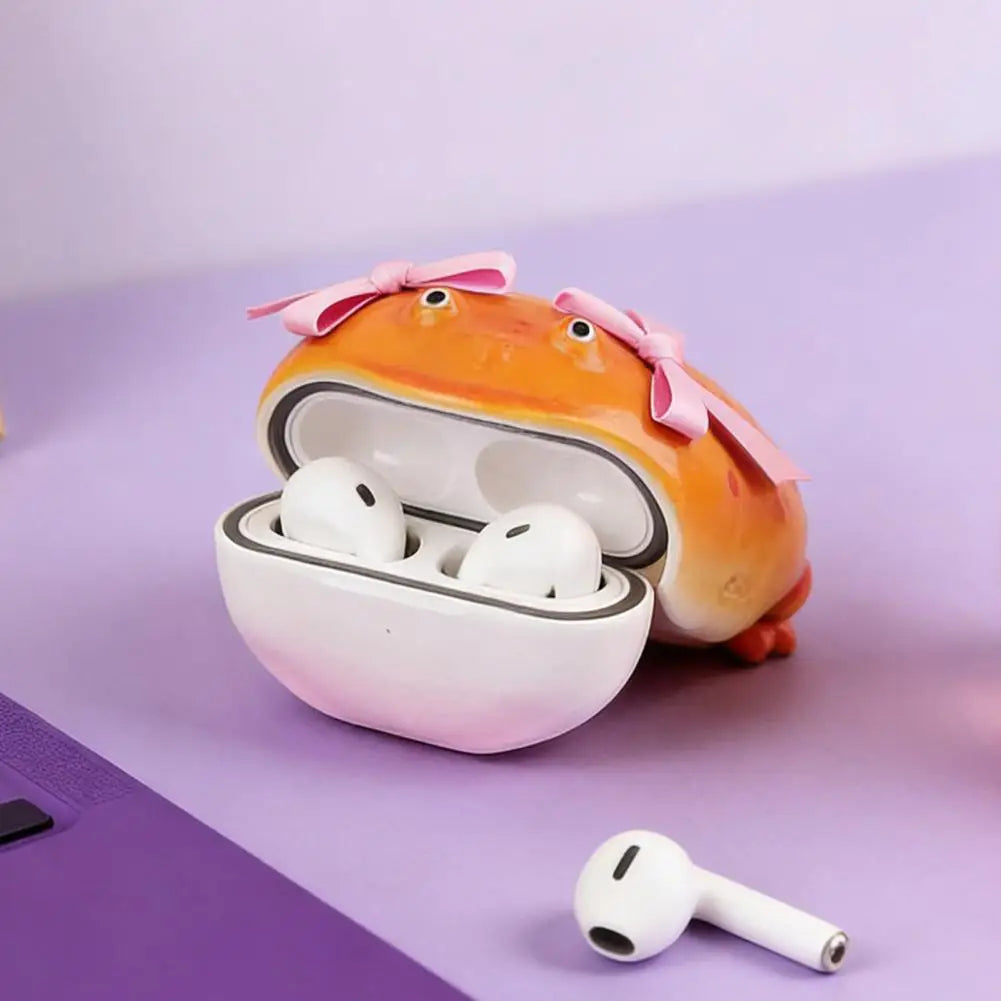 Bow Frog Earbud Case for AirPods 1/2/3/4/Pro 1/2/3 Bluetooth-compatible Earphone Charging Case Cover Headphone Protective Shell
