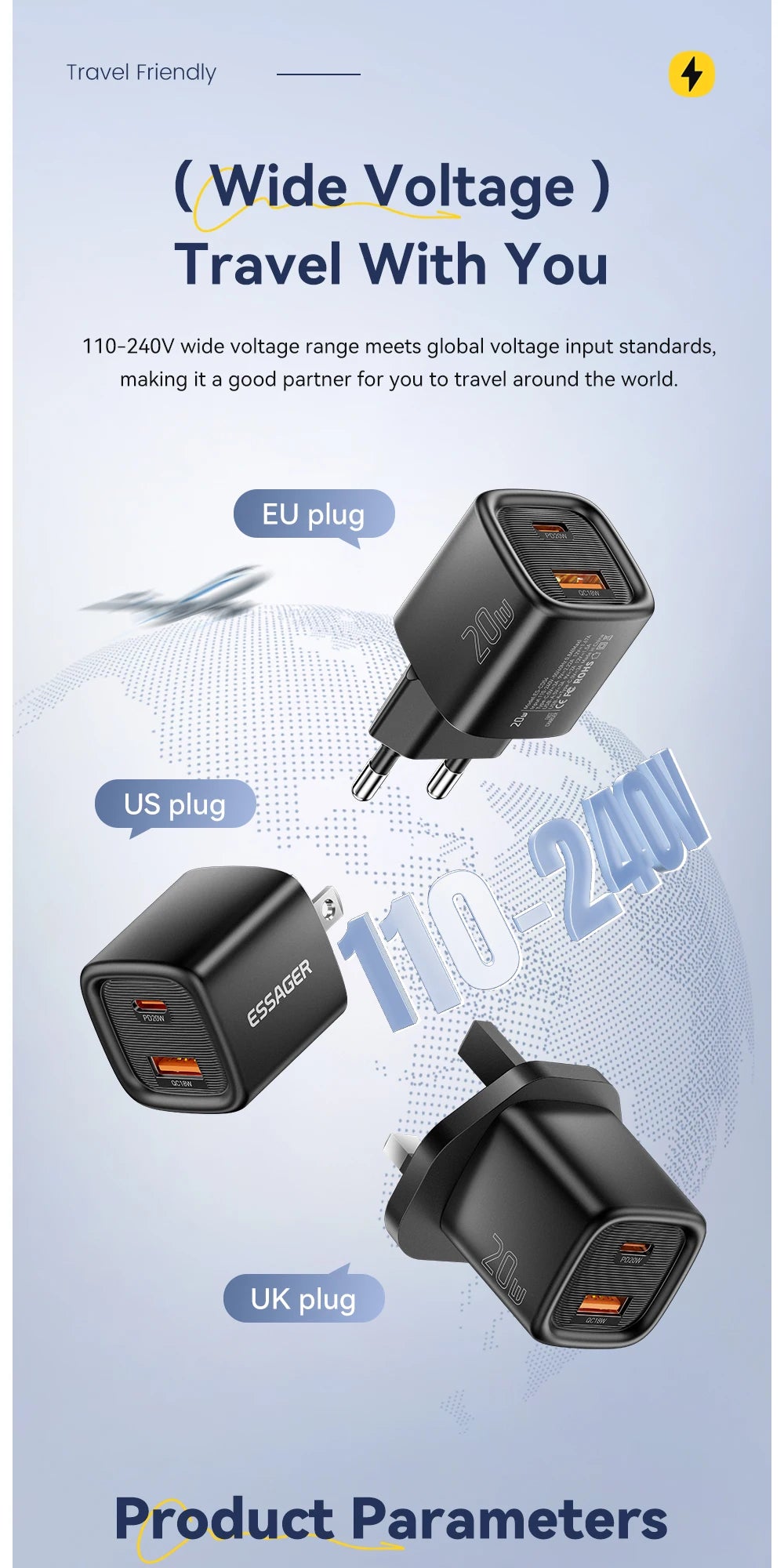 Essager 20W USB C chargeur Portable Type C chargeur Support PD charge rapide pour iPhone 16 15 14 13 12 11 Pro Max 8 chargeur rapide