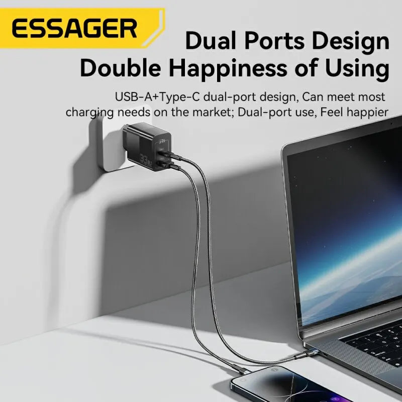 Essager-Chargeur USB Type-C, Charge Rapide PD, GaN, 33W, iPhone 14 13 12 11 Pro Max XS 8 P, iPad Pro Air iPad Mini