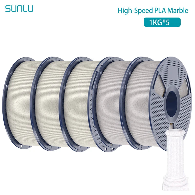 SUNLU 5KG High Speed PLA Marble Filament 1.75mm +/- 0.02 mm 1kg Spool (2.2lbs) High Speed Printing Filament Fit Most FDM Printer