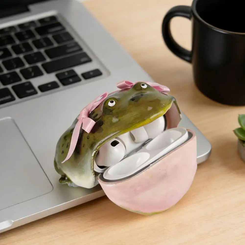 Bow Frog Earbud Case for AirPods 1/2/3/4/Pro 1/2/3 Bluetooth-compatible Earphone Charging Case Cover Headphone Protective Shell