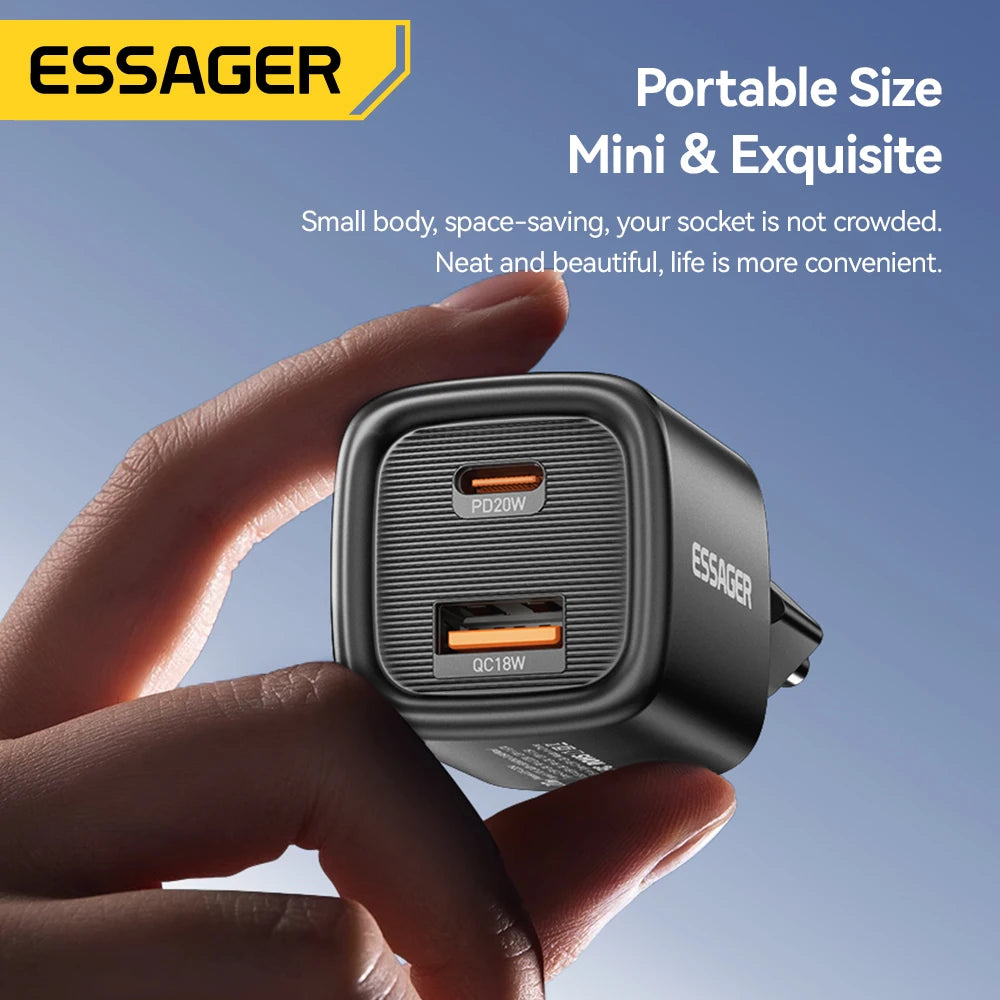 Essager 20W USB C chargeur Portable Type C chargeur Support PD charge rapide pour iPhone 16 15 14 13 12 11 Pro Max 8 chargeur rapide