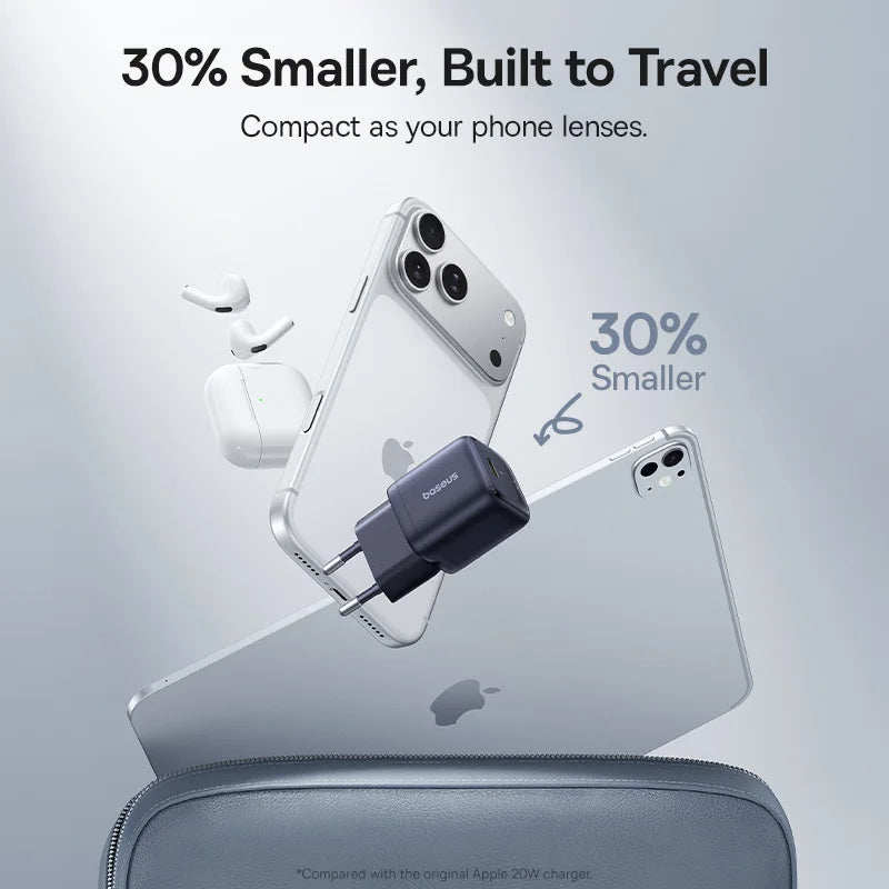 Baseus 20W USB C chargeur Portable Type C chargeur Support PD charge rapide pour iPhone 15 14 13 12 11 Pro Max 8 Plus chargeur rapide