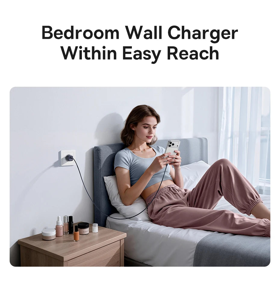 Chargeur GaN 30W Baseus, chargeur PD pour iPhone 17 16 15 14 13 12 Max, chargeur rapide PD3.0 QC3.0, chargeur de téléphone Type C, chargeur de tablette