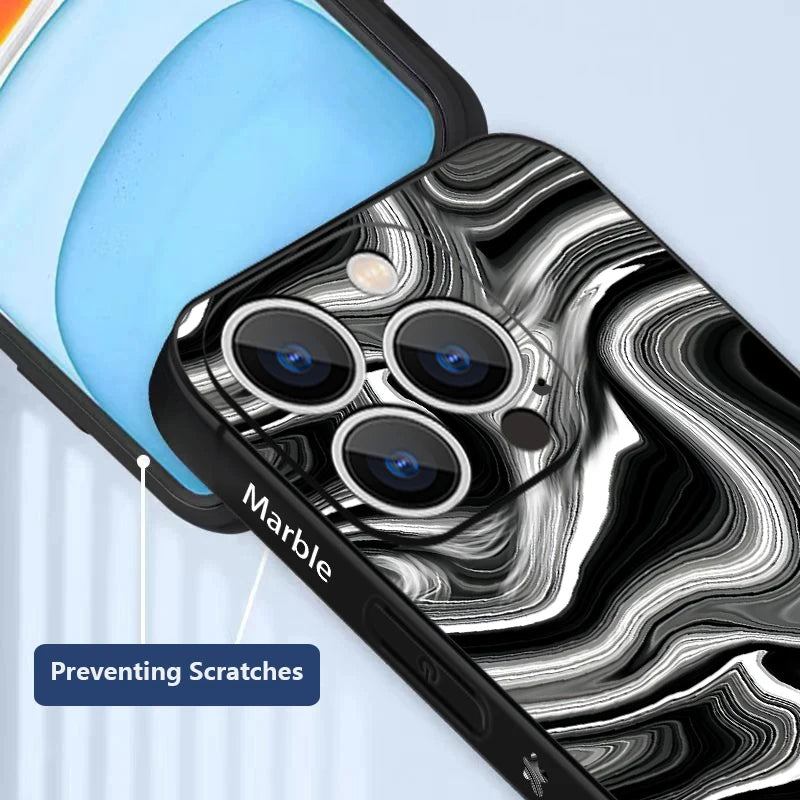 Marble Case For iPhone 15 Pro Max Coque Luxury Watercolor Shockproof Soft Cover For iPhone 16 17 14 13 12 Pro Max 11 16E 17 Air