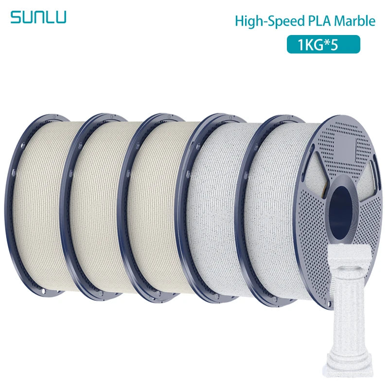 SUNLU 5KG High Speed PLA Marble Filament 1.75mm +/- 0.02 mm 1kg Spool (2.2lbs) High Speed Printing Filament Fit Most FDM Printer