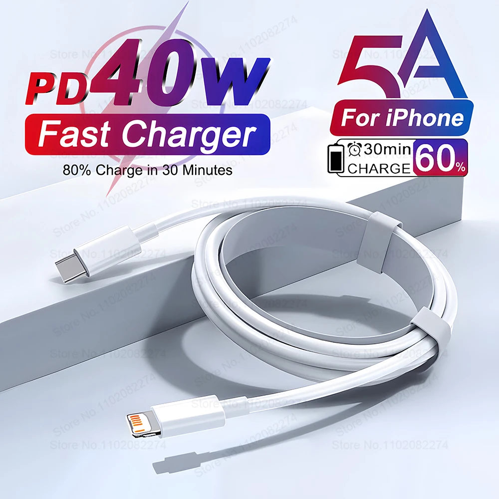 Câble USB de charge rapide PD 40W pour iPhone 14 13 12 11 Pro Max X XR USB-C vers USB C 60W, accessoires de chargeur pour iPhone 15 16