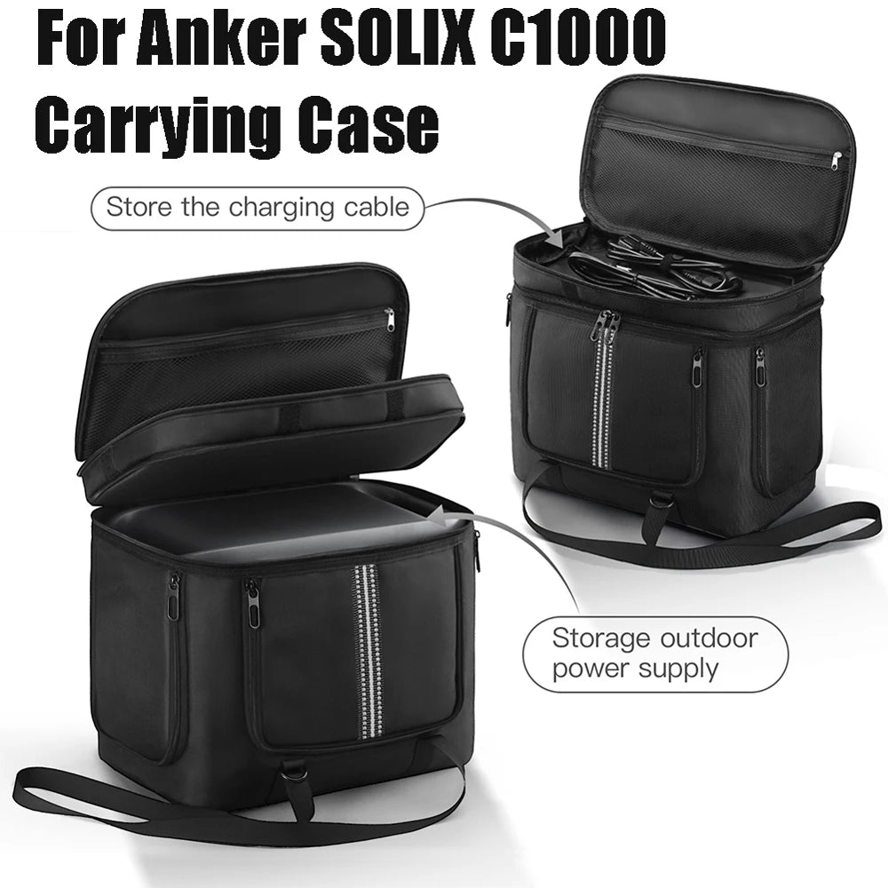 Carrying Case for Anker SOLIX C1000 Portable Power Station Bag Waterproof Anti-drop with Shoulder Strap & Handle Storage Case